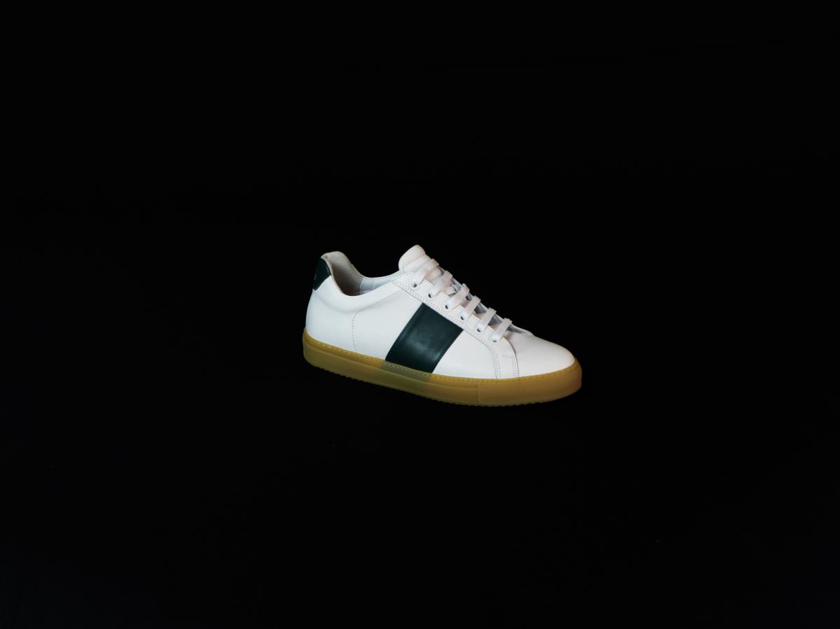 sneakers blanche bande verte 